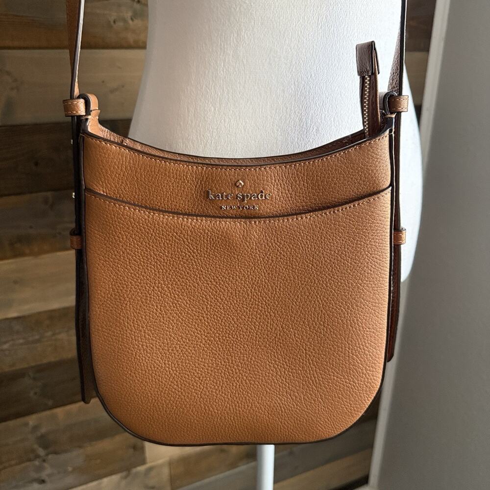 Kate Spade Leila Pebbled Leather Crossbody Purse Warm Ginger Minimalist Classic - Picture 3 of 16